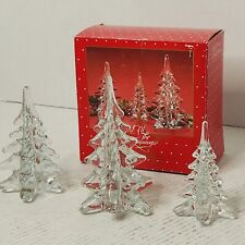 Macy's All The Trimmings Crystal Art Glass VTG Christmas Tree Pine Figurines picture