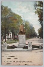 Watertown New York~Gov Flower Monument & Main Street~Vintage Postcard picture