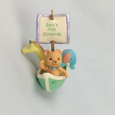 1997 Hallmark Babys First Christmas Ornament Noahs Ark Animals Bear in Boat picture