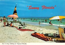 Postcard FL Sunny Florida Sun Bathing Surf Tropical Beach Sand Waves Sails Fun picture