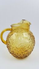 Vintage Amber Pebbled Glass Round Pitcher Gorgeous O5 picture
