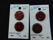 Vtg. Le Bouton Red Plastic Button Cards 4 Count 7/8