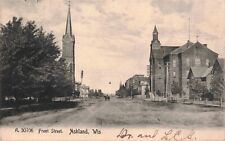 c1906 Ashland Wisconsin Our Lady of Lake Catholic Church & Street View Postcard picture