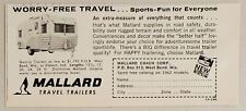 1962 Print Ad Mallard Travel Trailers Made in West Bend,Wisconsin picture