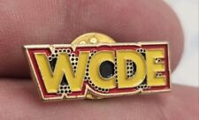 VTG Lapel Pinback Hat Pin Gold Tone WCDE Yellow Lettering  picture