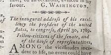 1789 George Washington Inaugural Address rare early printing Philadelphia picture