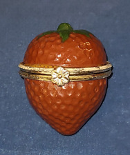 Vtg Limoges large strawberry hinged porcelain trinket box picture