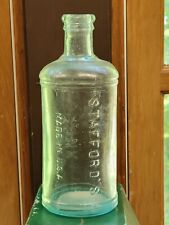 Antique STAFFORD'S INK Aqua Glass Bottle Master Ink 7-1/2