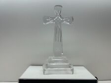 Crystal Glass Cross Vintage 9.5 Inches Tall 1.4 Pounds VERY GOOD CONTDITION  picture