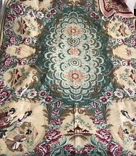 Vintage Chinese Japanese Asian Tapestry Tablecloth Short Fringes 53”x 78” picture