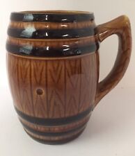 Vintage 1920-40s KYOTO Brown Wood Barrel Ceramic Beer Mug - Japan - Root Beer picture