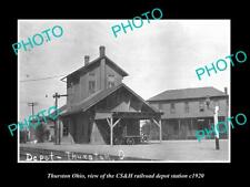 OLD 8x6 HISTORIC PHOTO OF THURSTON OHIO THE CS&H RAILROAD DEPOT STATION c1920 picture