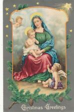 CHRISTMAS - Madonna And Child And Angels Christmas Greetings Postcard picture