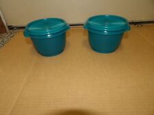 Tupperware Classic 20oz / 2.5 cup Servalier Bowls DARK GREEN TEAL Set of 2 New picture