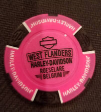 WEST FLANDERS HD ~ BELGIUM (N. Pink/Black) International Harley Poker Chip picture