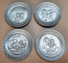 Joan Walsh Anglund Hallmark Little Gallery Pewter Plates 4 Vintage 1969, 71 & 75 picture