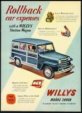 1951 Willys Jeep Station Wagon blue SUV color art vintage print ad picture