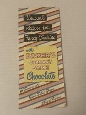 Vintage 1958 Baker’s German Sweet Chocolate Recipes Paper Brochure Cooking picture