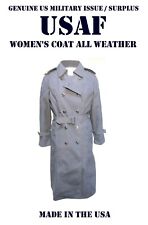 WOMEN'S 18L US MILITARY AIR FORCE USAF BLUE COAT ALL WEATHER TRENCH OVERCOAT picture