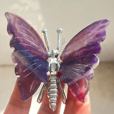 105G Natural Colour Fluorite Handcarved butterfly Crystal Specimen picture