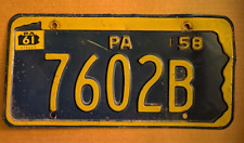 Vintage 1958 PENNSYLVANIA LICENSE PLATE WITH 1961 STICKER-7602B picture