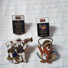 Vtg 3M Limited Edition 1988 Olympic Pins Summer Winter Seoul Calgary Lot Of 4 picture