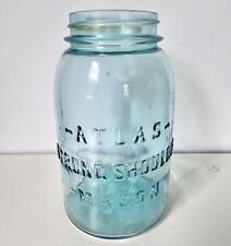 Vintage Atlas Strong Shoulder Mason Jar Blue Quart #1 picture