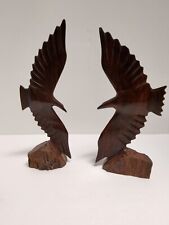 Vintage Hand Carved Ironwood Bird Figurine Statue Pair of 2 picture