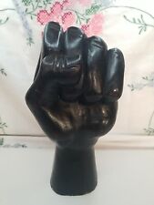 Vintage Hand Carved Solid Wood Raised Power Clenched Fist Hand Sculpture 9 