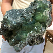 22.5LB Natural rare large grain dark green translucent fluorite from hunan China picture