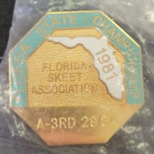 1981 Florida State Championship Skeet Association A-3rd 28 GA Lapel Badge Pin picture