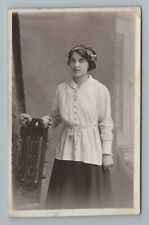 Woman Girl Hat Chair RPPC Photo Vintage Postcard picture
