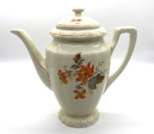 Antique Porcelain Polish Franz Hutte Coffee Tea Pot Orange Floral Design picture
