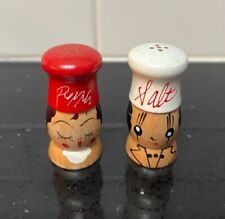 VINTAGE Wooden Chef Salt & Pepper Shakers 1950s Hand Painted 2.5