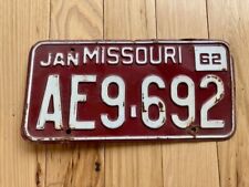 1962 Missouri License Plate picture