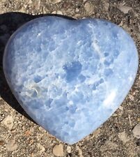 SALE Large Beautiful Blue Calcite Heart Shape Polished Carved Stone 5''   (b3)  picture