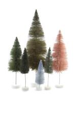 Ombre Hue Christmas Village Bottle Brush Trees Set of 6 Grey Colors picture