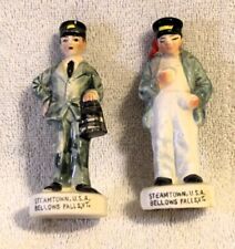 Vintage Steamtown Bellows Falls VT Salt Pepper Shakers Train Railroad Conductor picture