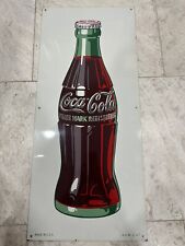 Vintage 1947 Coca Cola Tin Sign W/Bottle Original Rare Beautiful Condition picture