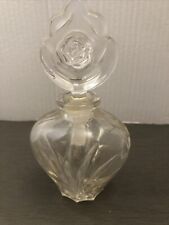 Lead Crystal Perfume Bottle vtg floral design pressed glass picture
