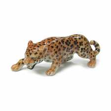 Northern Rose - Leopard Hunting Forest Animal - Miniature Porcelain Figurine picture