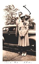 YOUNG COUPLE BY THE CAR,BLOOMSBURG,PA,1941.VTG 4.5