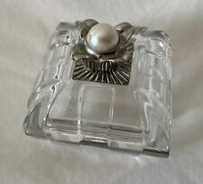 Vintage Glass Lenox Trinket Pill Box Faux Pearl Lid Made In Germany Jewerly Ring picture