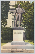 Postcard Statue Of Lafayette, Donated By John Wanamaker.  Layfayette College, PA picture