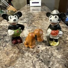 Vintage 1930's Walt Disney Mickey Mouse, Minnie Mouse, Pluto Japanese Bisque picture