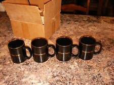 Vintage Folgers Coffee Mug Promo Set of 4 gourmet supreme. NIB . BLACK & Gold picture