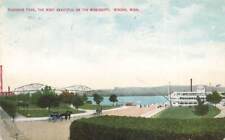 c1910 Riverside Park Horse Buggy Bridge Ship Scene Winona MN P511 picture
