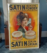 VTG 1903 Satin Skin Cream/Powder Advertising Albert F. Wood 42 x 28 RARE Antique picture