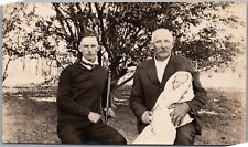 Three Generations Grandfather, Father & Baby Real Photo RPPC 1918 Postcard E686 picture