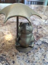 Vintage Solid Brass Frog with Umbrella Figurine Mr. Toad  picture